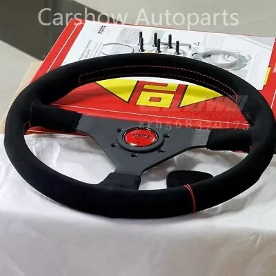 MOMO MonteCarlo 350mm 14' Suede Thickened Spoke Red Stitch Sport Steering Wheel • $103.50