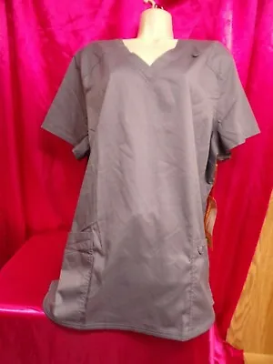 NWT Landau Scrubs Gray Top ~ XXL ProFlex V-Neck Modern Fit Womens • $10.88