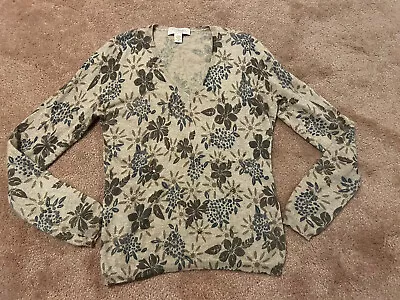 Mainbocher Womens 100% Cashmere Sweater Size Medium Floral Soft Pullover • $22.99