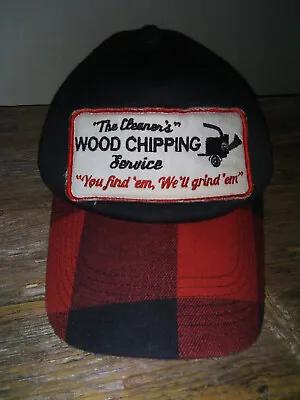 Vintage Plaid Elmer Fudd Style Hat  The Cleaner's Wood Chipping Service  Patch • $9.79