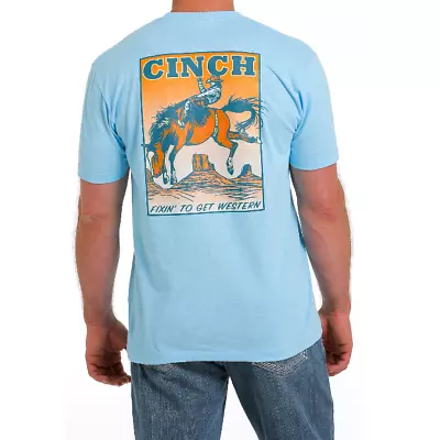 Cinch® Men's  Fixin' To Get Western  Graphic Blue T-Shirt MTT1690577 • $21.97
