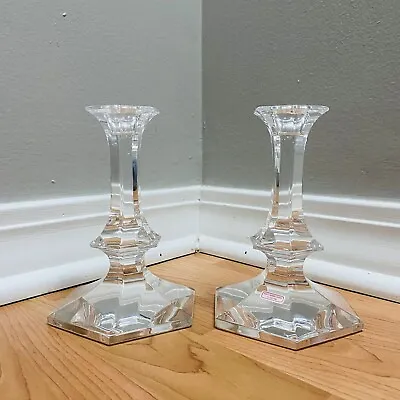 $124.99 • Buy Pair Val St Lambert Candlesticks Elysee 6 3/4  Inch Crystal Glass Excellent+++