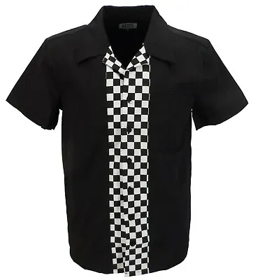 £29.99 • Buy Mens Retro Black And Checkerboard Rockabilly Bowling Shirts