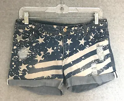 Mariyln Monroe Womens Denim Shorts Size Small American Flag Distressed Blue • $12.88
