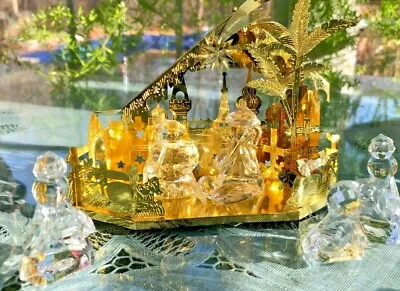 Midwest Mini Nativity Set - Gold Metal Creche W/ Acrylic Crystal Figures • $9.99