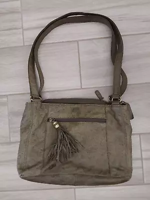 Cabin Creek Olive Green Embossed Leather Shoulder Satchel Handbag.   Size 8x11.5 • $45