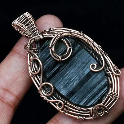Beautiful Black Tourmaline Gemstone Handmade Copper Wire Pendant Jewelry CCP 043 • $7.99