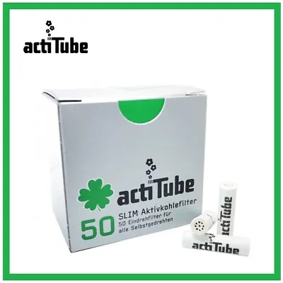 £7.90 • Buy ActiTube SLIM 50 Charcoal Filters, Rolling Filter Tips, Joint Tobacco Tubes
