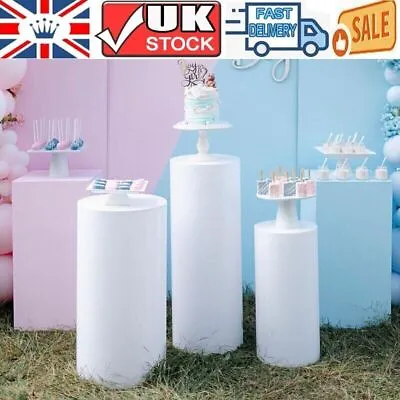 3X Metal Plinth Cylinder Dessert Pedestal Wedding Cake Flower Display Stand Rack • £81.99