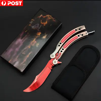 CSGO Butterfly Knife Trainer Balisong Training Safty Foldable Knife Metal Sheath • $24.99