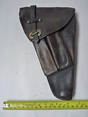 Original WW2 Swedish M40 Husqvarna Lahti Pistol Holster Brown Leather -P08 Luger • £22