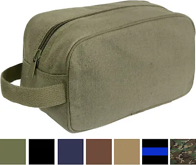 Rothco Travel Toiletry Bag Cotton Canvas Zipper Compact Portable Dopp Bag • $11.99