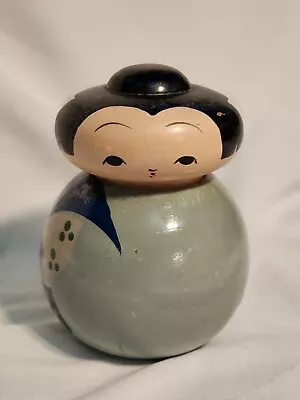 Vintage Japanese Kokeshi Wood Doll Folk Art 4.5  Hand-Painted  • $20