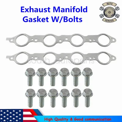 LS MLS Exhaust Manifold Header Gasket Pair W/Bolts For LS1 4.8 5.3 5.7 6.0 6.2L • $19.88
