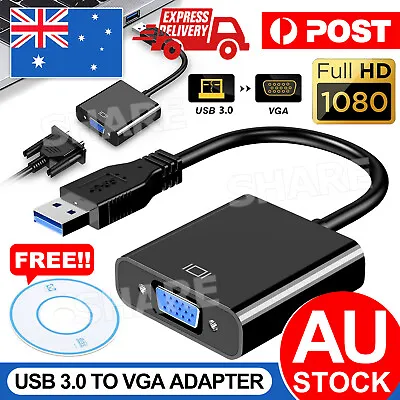 USB 3.0 To VGA Converter Adapter Multi-Display External Video Graphic Card • $10.95