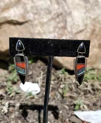 MTT Marie Tsosie Navajo Sterling Silver Multi-Stone Inlay Earrings 1.5  • $149.99