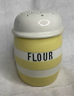 Vintage 1930s 40s TG Green Co Ltd Cornish Kitchen Ware Yellow White Flour Shaker • $100