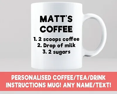 Personalised Coffee Tea Mug Instructions Any Name Great Office Gift Kitchen Cool • £9.95