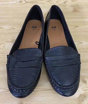 H&M Black Flat Loafers Womens Shoes 7 / 38 • $22.99