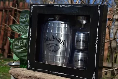 £68.14 • Buy Jack Daniels Barrel Hip Flask - Shot Glass - Funnel - Set - Embossed - Old No. 7