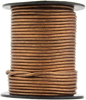 Xsotica® Bronze Metallic Round Leather Cord 2mm 25 Meters (27 Yards) • $11.75