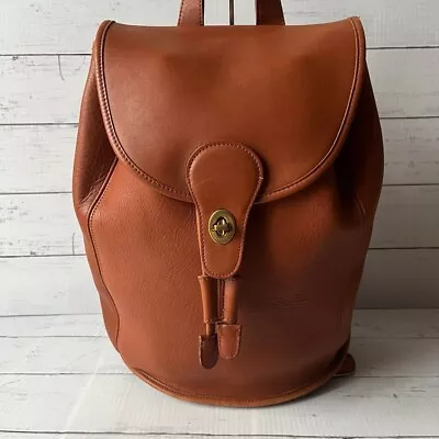 Coach Vintage 9943 In Tan Leather Rucksack Drawstring Daypack Backpack • $199.99