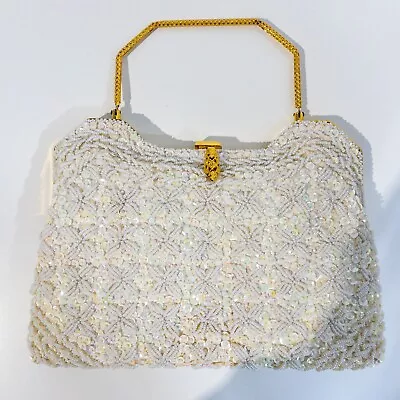 Vintage White Sequin Beaded Purse/Evening Bag By Debbie Brand New • $19.54