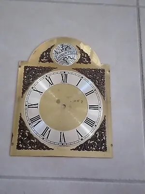 Vintage Grandfather Clock Brass Face Dial 13  X 9 7/8  • $29.99
