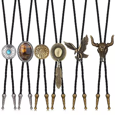 6Pcs Handmade Bolo Tie For Men Western Cowboy Leather Necktie Native American • $29.55