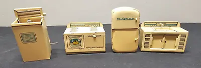 Vintage Linemar Dollhouse Toy Tin Washer~stove~refrigerator~sink Cabinet • $65