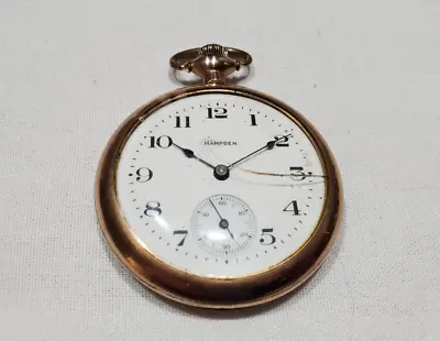 Vintage Hampden Pocket Watch 7j 12S Runs • $110