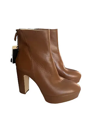 $65 • Buy Zara Leather Platform Boots 