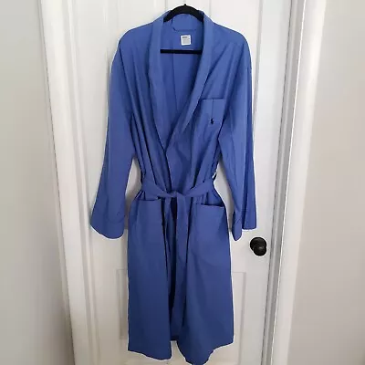 Polo By Ralph Lauren Mens Cotton Robe SIZE L/XL Lightweight Shawl Collar Blue • $22