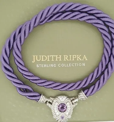 Judith Ripka Sterling Silver Purple Silk Cord With Enhancer Pendant • $72.50