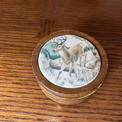Avon Wooden Wilderness Box With Soap And Ceramic Deer (Buck) Inlay Vintage • $4
