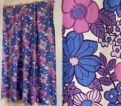 £39.99 • Buy Vintage ST Michaels Curtains 60s 70s Pink Flower Power Retro Kitsch VGC 60  X 54