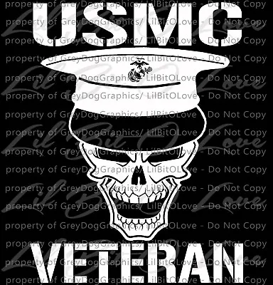 Usmc Veteran Skull Vinyl Decal Us Marine Corps Sticker Military • $2.95