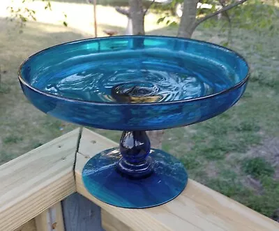 Vintage Blue Pedestal Fruit Cake Stand • $12.99