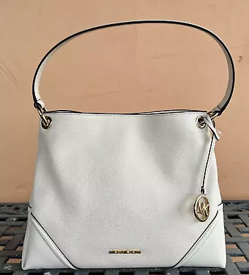 Michael Kors Nicole Medium Shoulder Leather Bag Light Cream $368 • $99.80