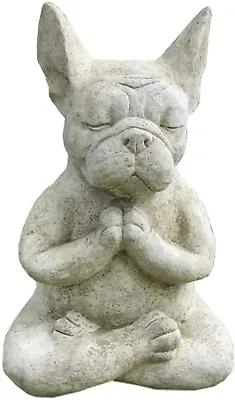Meditating French Bulldog Statue Ornament Resin Buddha Zen Dog Home Garden Decor • $10.99