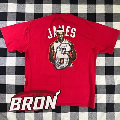 Majestic Men's Miami Heat  #6 LeBron BRON James Red Graphic T-shirt Size XL • $15
