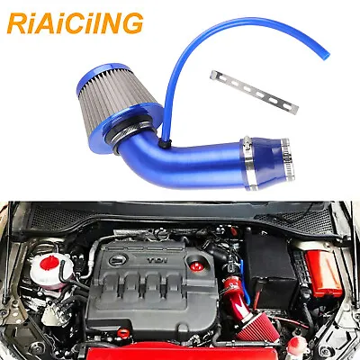 Power Flow Pipe Hose System Cold Air Intake Filter Induction Kit Universal Blue • $31.77