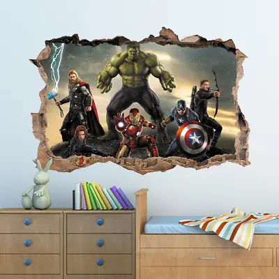 £3.99 • Buy 3D Marvel Avengers Hole In Wall Sticker Art Decal Decor Kids Bedroom Decoration