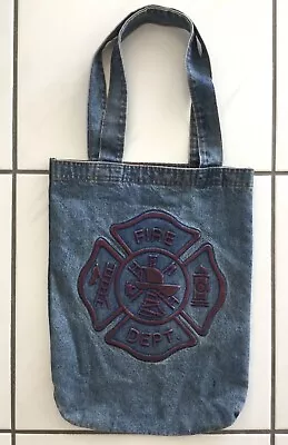 Unique FIRE DEPARTMENT Denim Carry Tote Bag RAISED/EMBOSSED MALTESE CROSS DESIGN • $24