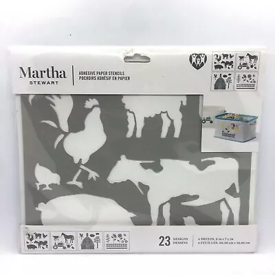 Martha Stewart Adhesive Paper Stencils 4 Sheets 23 Designs Farm Barn NEW • $9.99