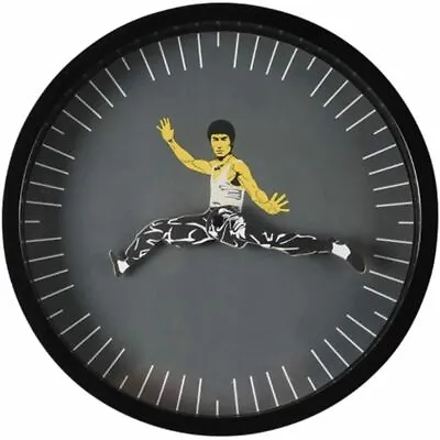 Fashion Home Decorations Black Kung Fu Wall Clock Bruce Lee Round Clock Chinese • $30.84