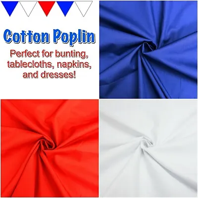 British Colour Cotton Poplin Fabric Celebrate Union Jack Craft Bunting Decor • £3.70