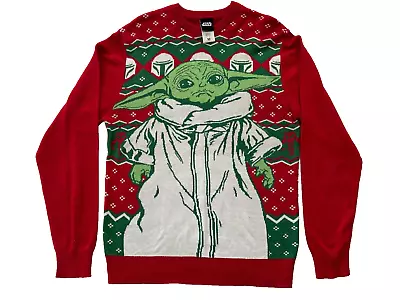 Star Wars Mandalorian Christmas Sweater Baby Yoda Size M • $10.99