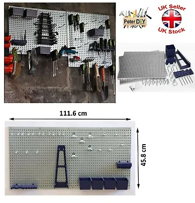 £39.97 • Buy TOOL BOARD WALL Mounted METAL Panels Pegboard 111x45cm 34pcs Garage Shed Storage