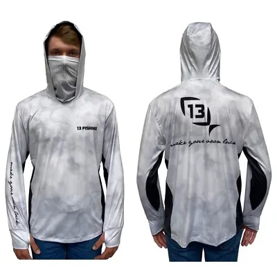 $39.95 • Buy 13 Fishing Breathable Hooded Long Sleeve Fishing Shirt With Built-In Face Mask